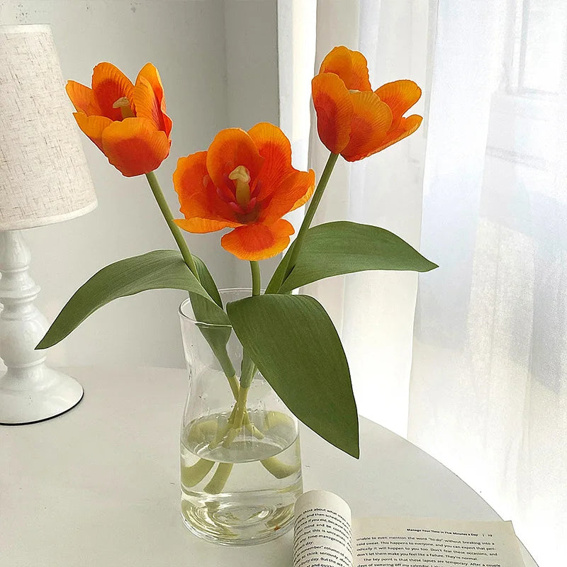 36CM Artificial Tulip with Moisturizing Texture Silk Flower Home Living Room Decoration Ornaments Photography Props
