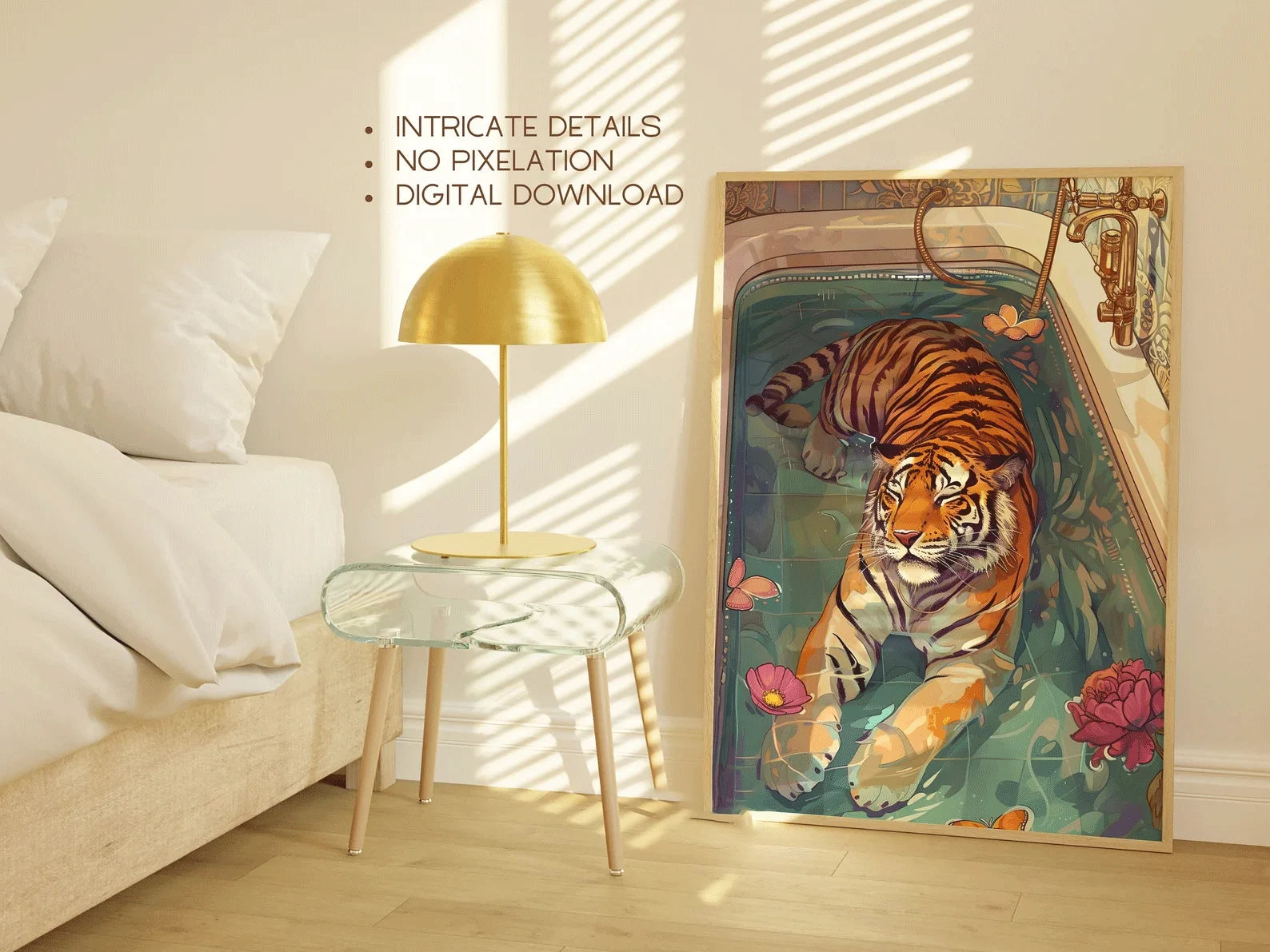 Maximalist wall art, Printable eclectic wall art, Feminist Wall Decor, Digital wall art, Colorful Poster, Trendy Tiger , Digital