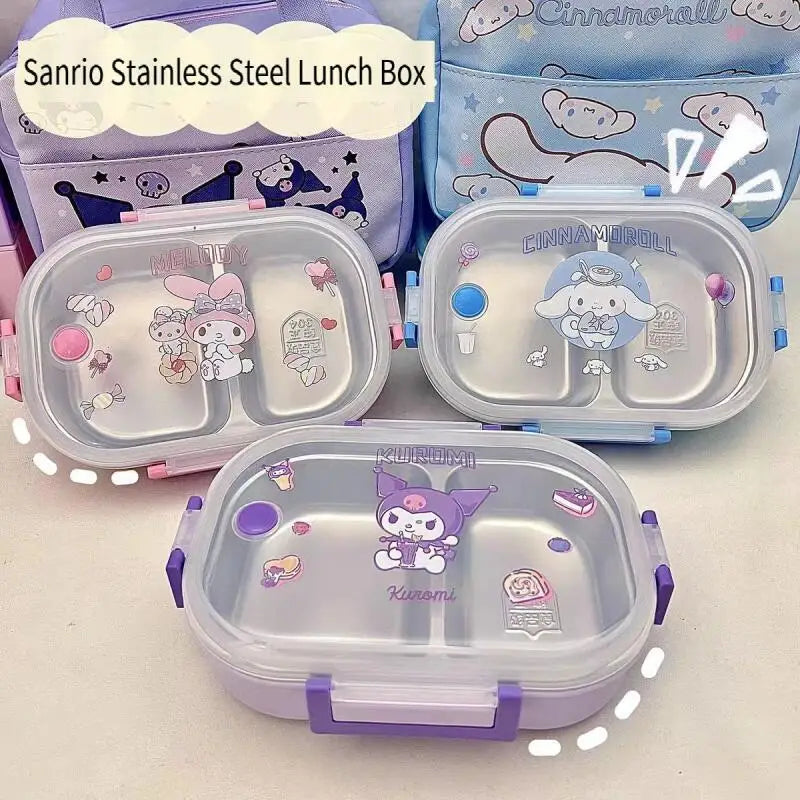 Sanrio Kuromi My Melody Cinnamoroll Sus Lunch Box Hit Product New Product Kawaii Cartoon Portable Large Capacity Outdoors Cute