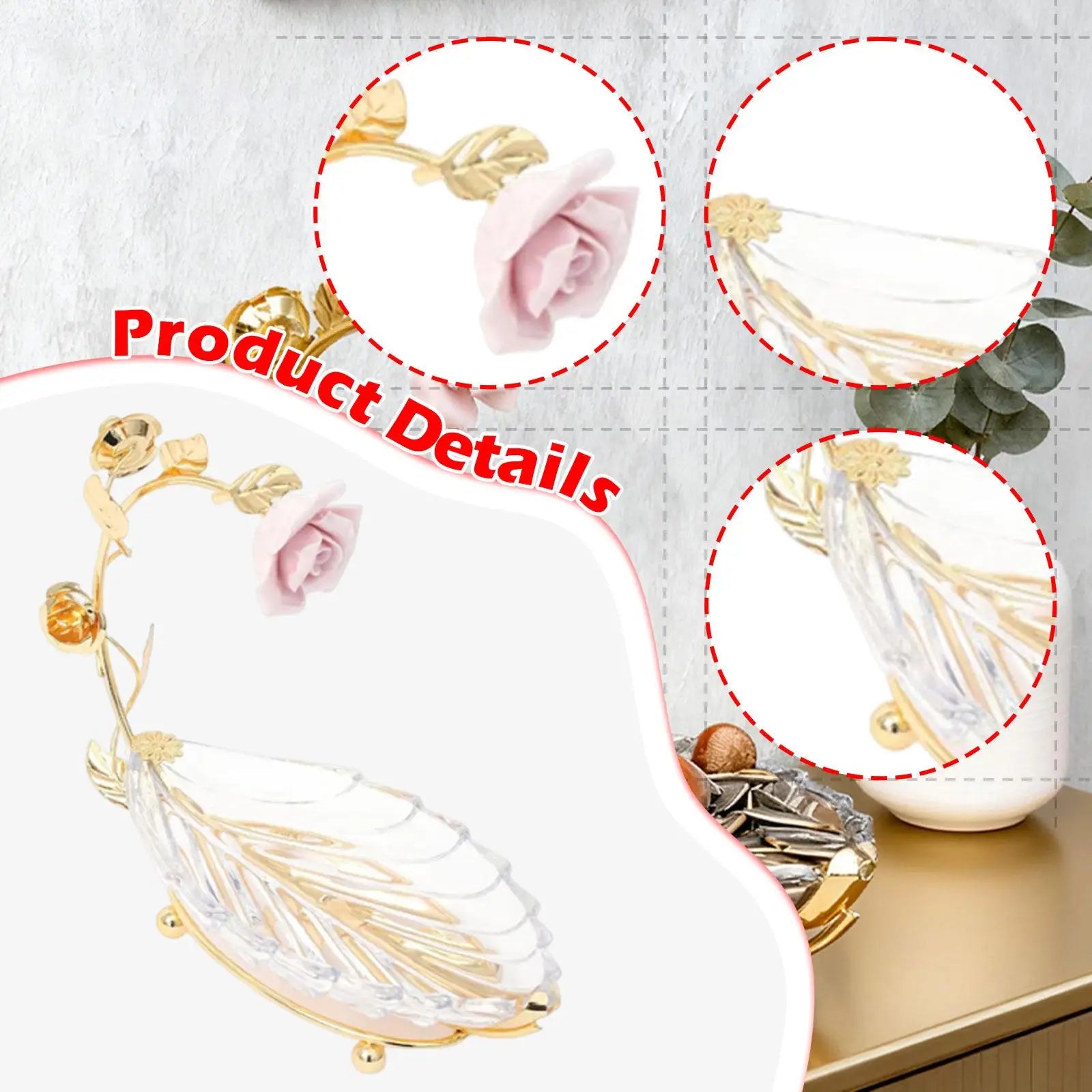 Leaf Tray Cake Stand Serving Tray for Home Decor,Dessert Gold Clear Gifts Fruit Plate for Party Restaurant Home