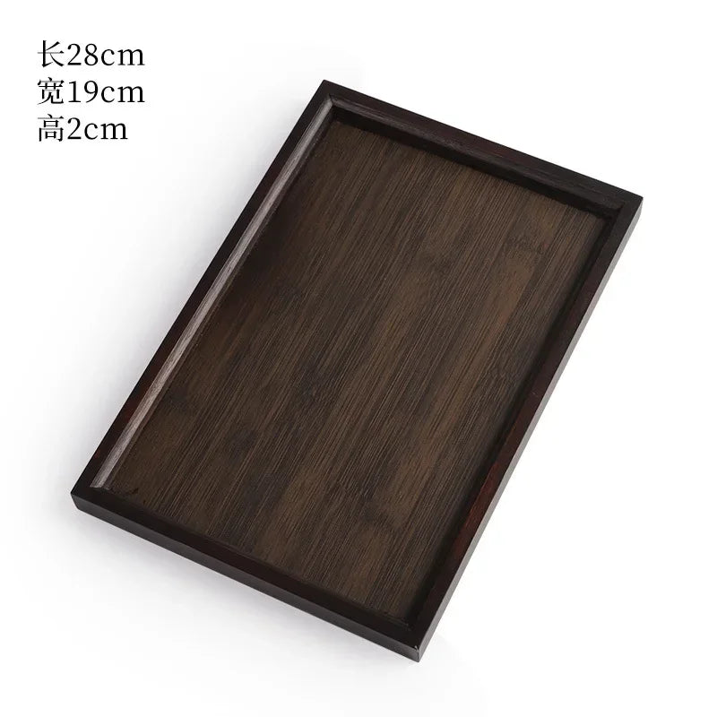 Wooden Bamboo Tray - Rectangular Serving Platter for Home & BBQ | Portable Tray for Bread & Pastries | Eco-Friendly Dining Plate