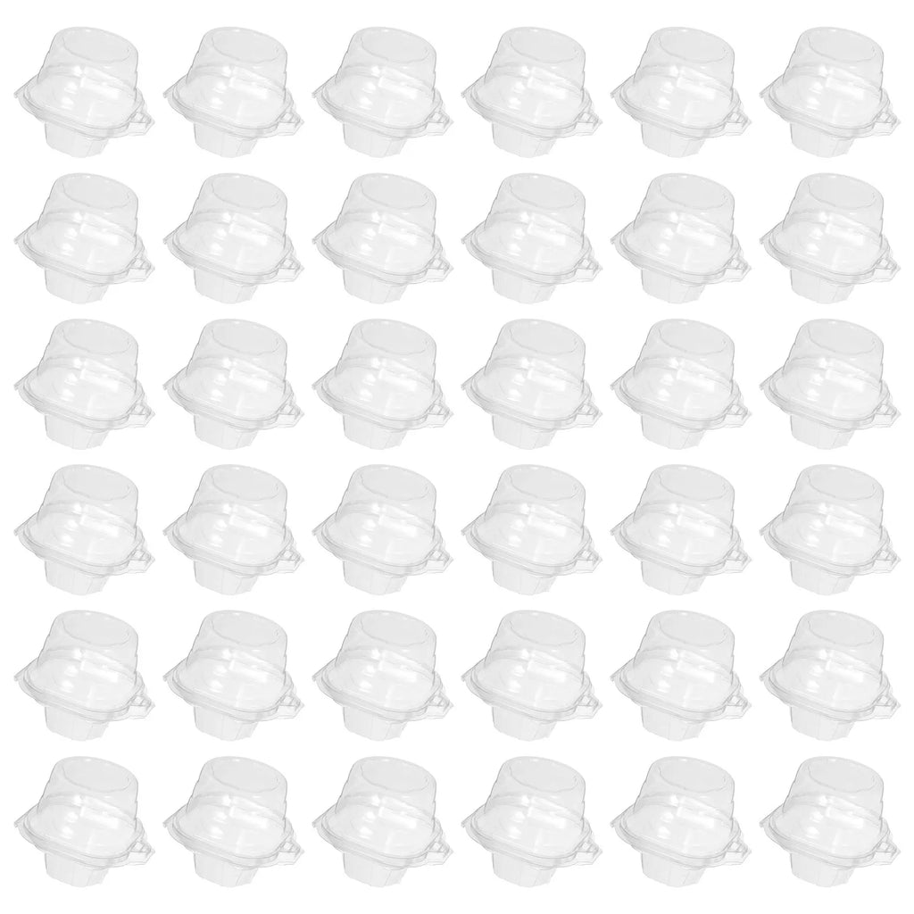 50Pcs Individual Cupcake Containers Clear Plastic Dome Lid Stackable Boxes Cake Carrier for Weddings Parties Events