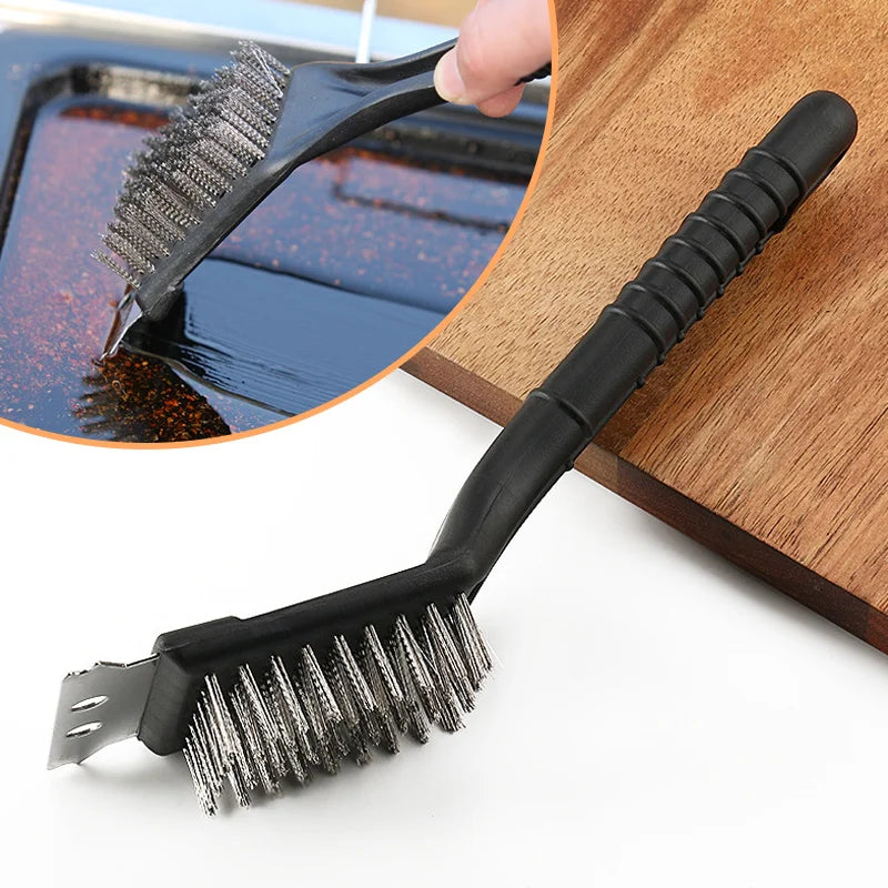 BBQ Brush Barbecue Grill Brush Kitchen Accessories Stainless Steel Wire Bristles Scraper BBQ Grate Cleaner BBQ Accessories Tools