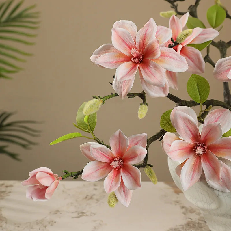 40CM New Chinese Artificial Hand Feel Magnolia Retro Home Furnishing Hotel Forest Garden Landscape Flower Art Magnolia