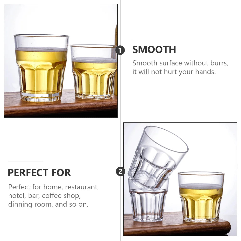 6 Pcs Unbreakable Spirits Cups Acrylic Whiskey Glasses Clear Cocktail Tumblers Beer Mugs Wine Glass Drinking Vessel Bar