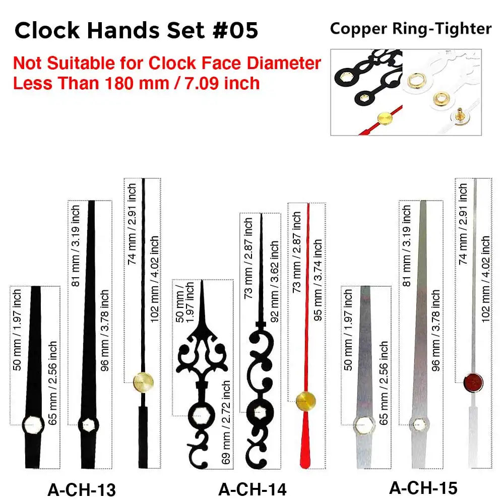 MCDFL Clock Mechanism Silent Quartz Movement Machine Wall Hands Pointer Set Clockwork Table Long Shaft DIY Watches Repair Parts
