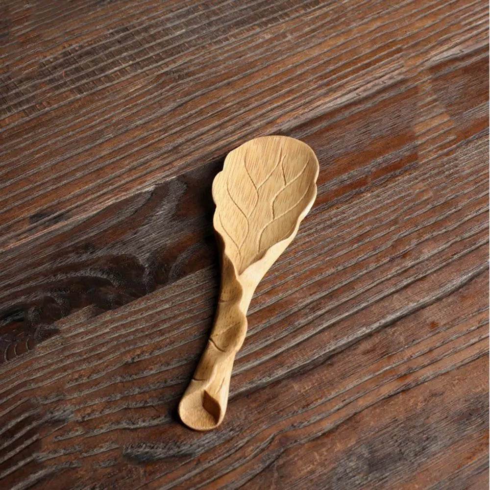 High Quality Tea Accessories Chinese Kongfu Wooden Bamboo Retro Style Natural Tea Scoop Delicate Spoon Portable Bamboo Teaspoon