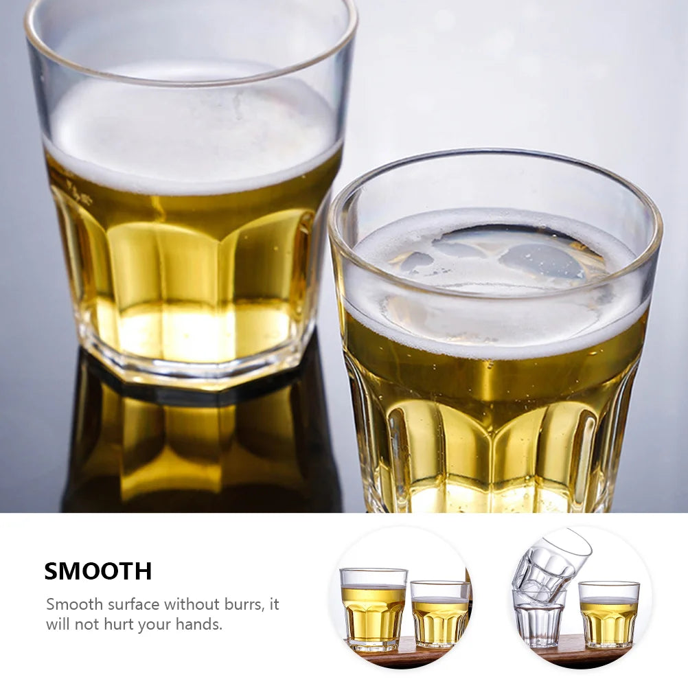 6 Pcs Unbreakable Spirits Cups Acrylic Whiskey Glasses Clear Cocktail Tumblers Beer Mugs Wine Glass Drinking Vessel Bar