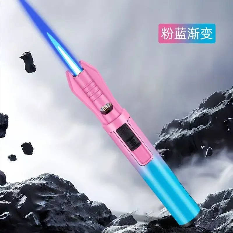 Metal Lightsaber Style Gas Lighter Powerful Red Flame Turbine Jet Torch Outdoor Compass Windproof Lighter BBQ Welding Cigar Tool
