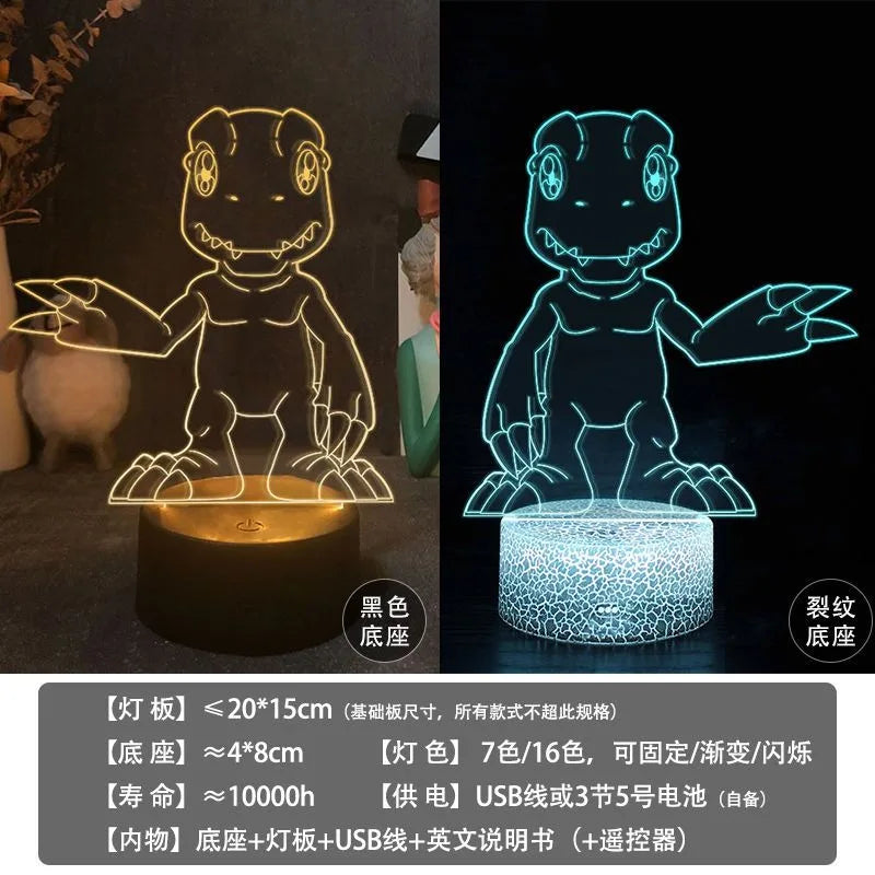 New Digimon Adventure Cartoon Acrylic Table Lamp Agumon Anime Peripheral Doll Creative Gift Trend Ornament Touch Night Light