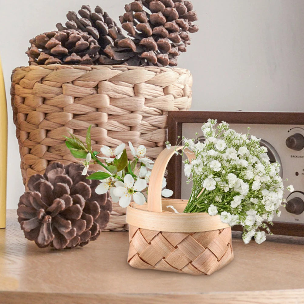 8pcs Mini Wooden Baskets Handwoven Lightweight Tiny Wicker Basket for Wedding Plant Pot nament Easter Fruit