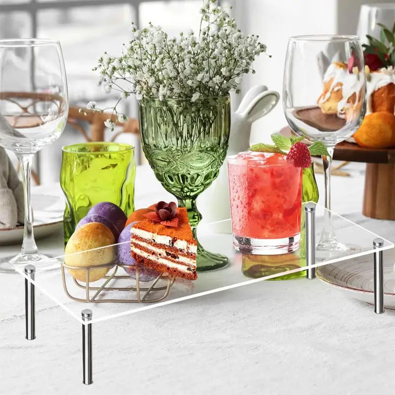 Square Acrylic Table Stand Plexi-glass Display Case Shelf Riser Serving Tray Perfume Organizer Cupcake Tools