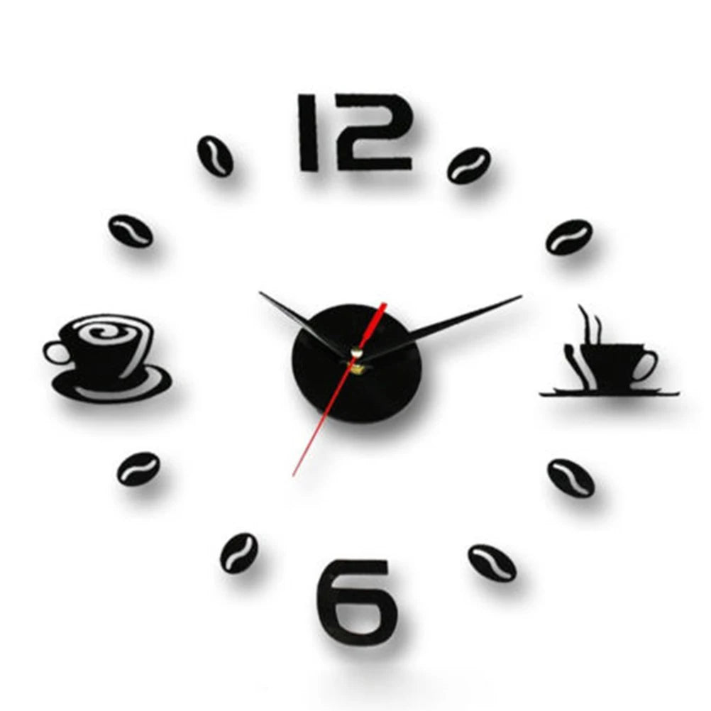 1Set Very Fashion And Modern Art Diy Wall Clock 3d Self Adhesive Sticker Design Home Office Room Decor No Battery