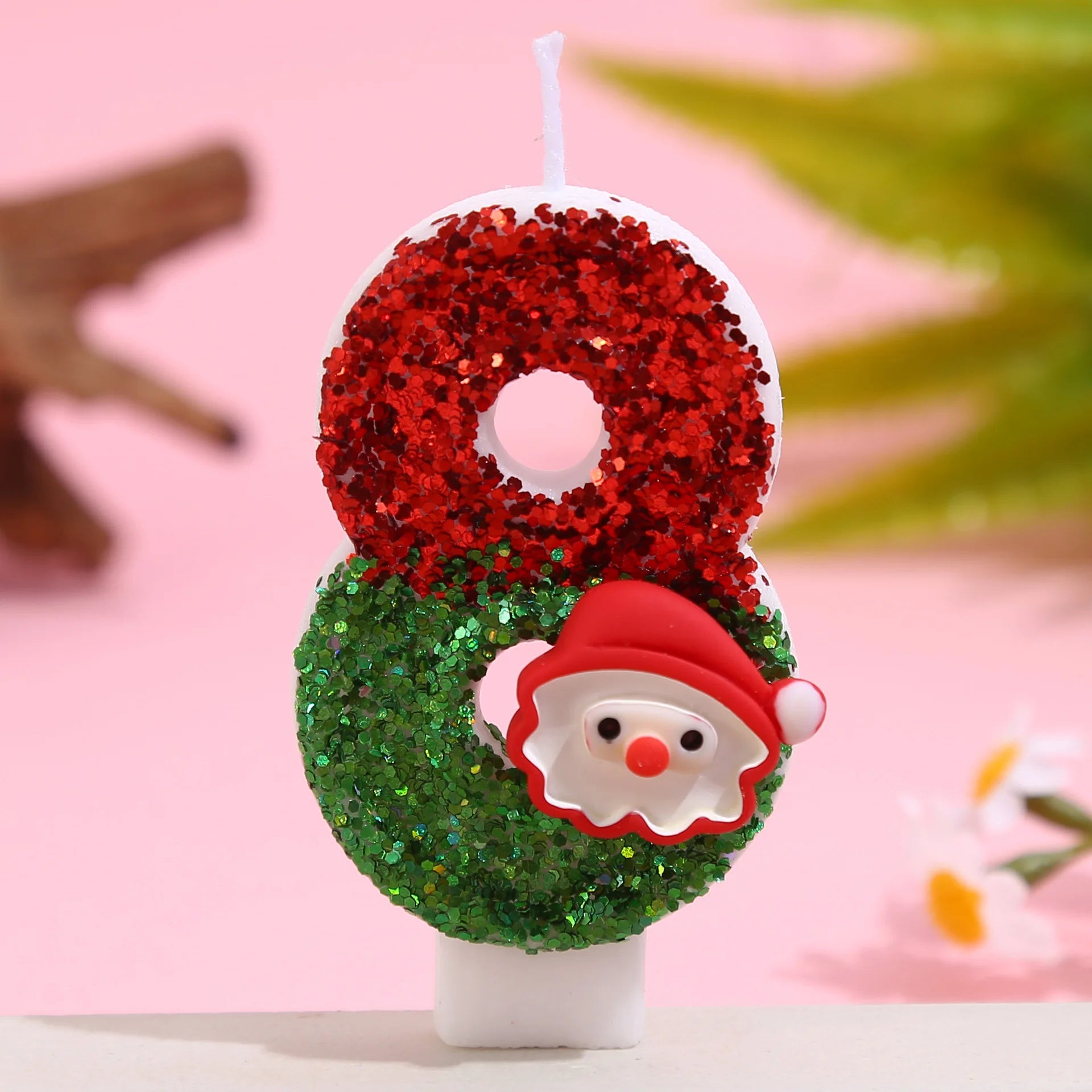 Santa Claus Birthday Candle Decoration Party Cake Candle Atmosphere Photo Christmas Mixed Color Sequin Decoration