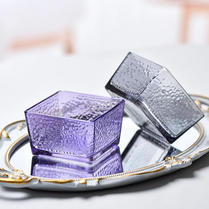 Glass Ice Cream Dessert Bowl Japanese Style Hammer Patterned Household Candy Snack Bowls High Quality Living Room Tableware