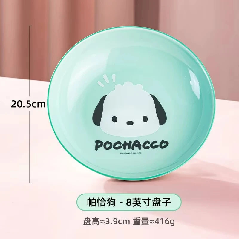 New Ceramic Tableware Bowl  Hello Kitty Y2K Plate Cute Girl Heart Eating Bowl Household Cool Lomi Bowl Chopstick Set Gifts Girls