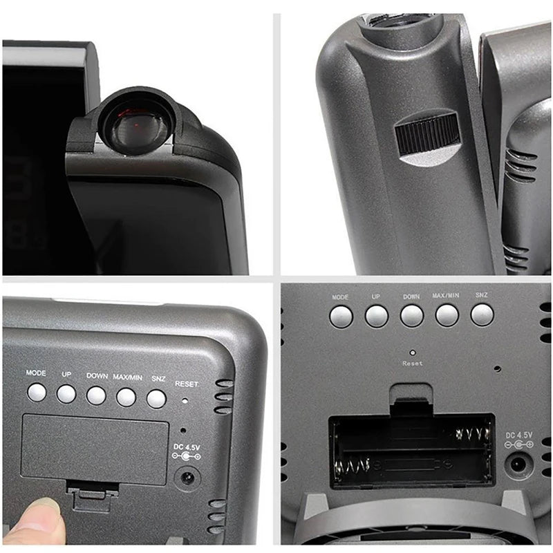 Digital Alarm Clock Wall Projection Weather LCD Screen Snooze Alarm Dual Laser Rotatable Clock Color Display Desk Watch