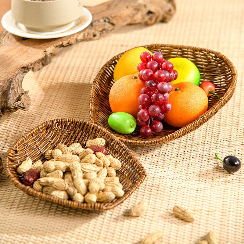 Imitation Rattan Woven  Dustpan Rectangular Vegetable and Fruit Storage Basket Supermarket Stationery Display  Merchandise