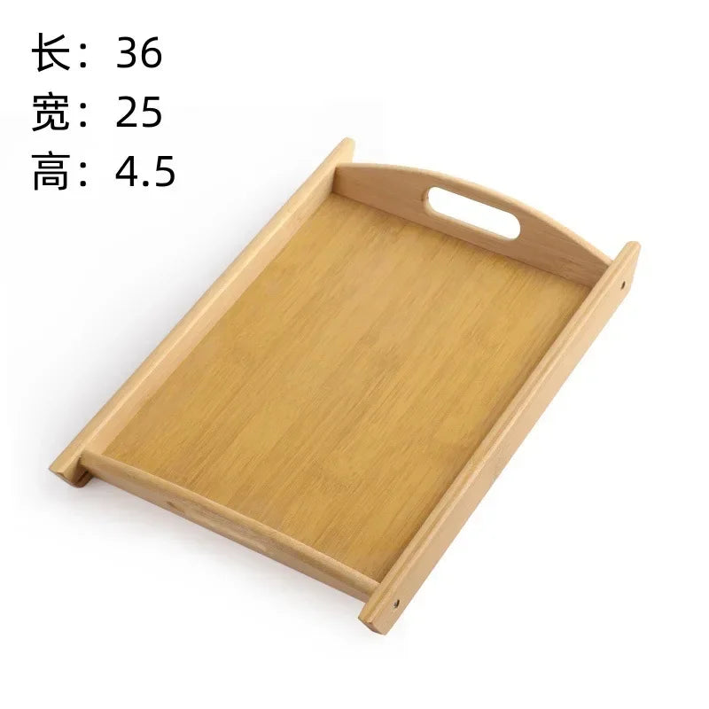 Wooden Bamboo Tray - Rectangular Serving Platter for Home & BBQ | Portable Tray for Bread & Pastries | Eco-Friendly Dining Plate