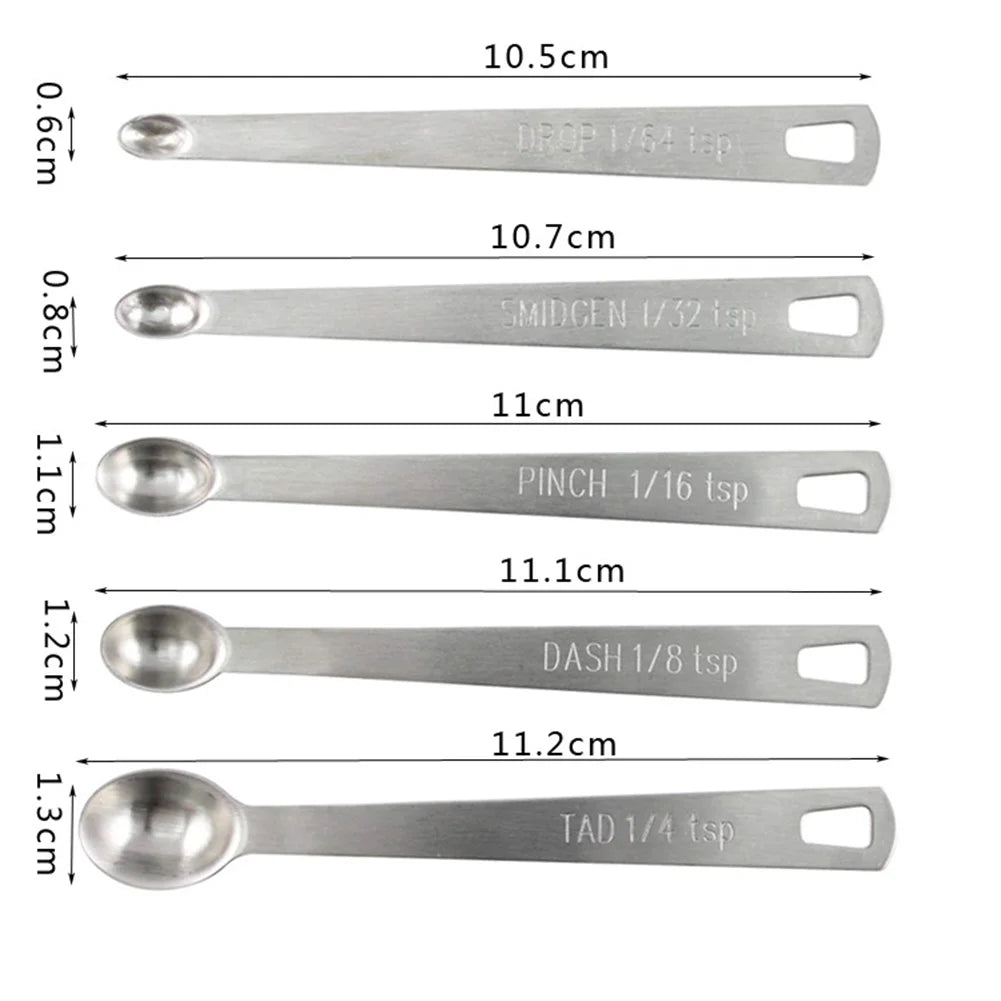 5PCS Spoons Measuring Spoons For Baking Seasoning small important tool kitchen For Cooking Seasonings/Milk Powder Part Stainless