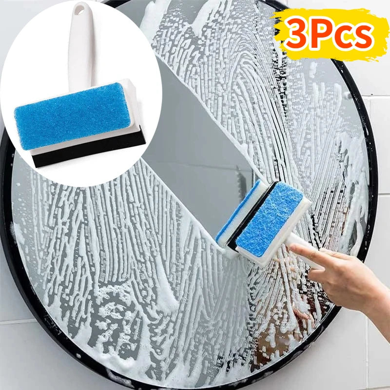 Multifunctional Double-Sided Glass Sponge Cleaning Brush Wiper Mirror Glass Tile Cleaning Brush Bathroom Squeegee
