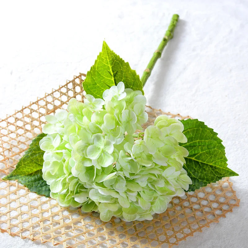 Green Hydrangea Artificial Flower 3d Hand Moisturizing Big Hydrangea Home Decoration Floral Wedding Decoration Fake Flower Hand