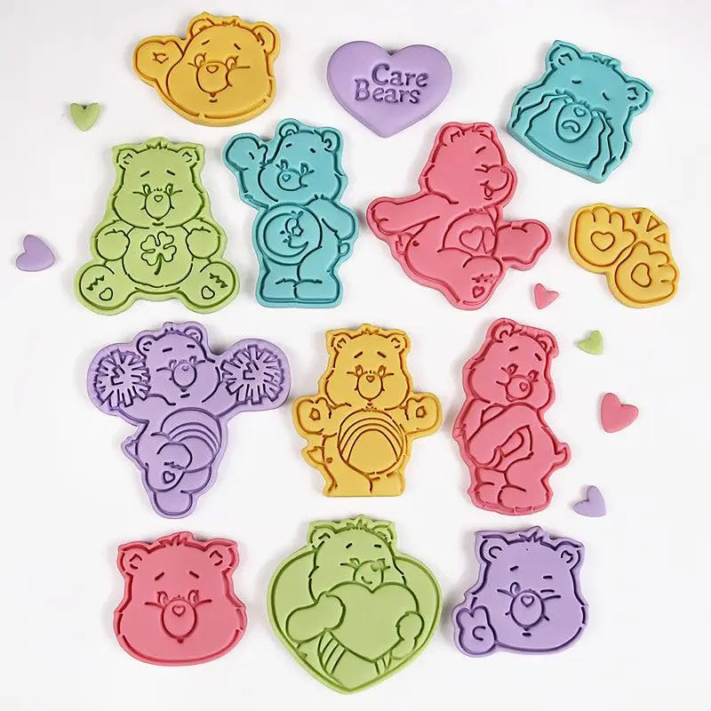 Cartoon Kawaii Care Bear Cookie Molds Sugar Flipping Cookie Cutting Molds 3D Pressable Biscuit Mold Kitchen Baking Pastry Tools
