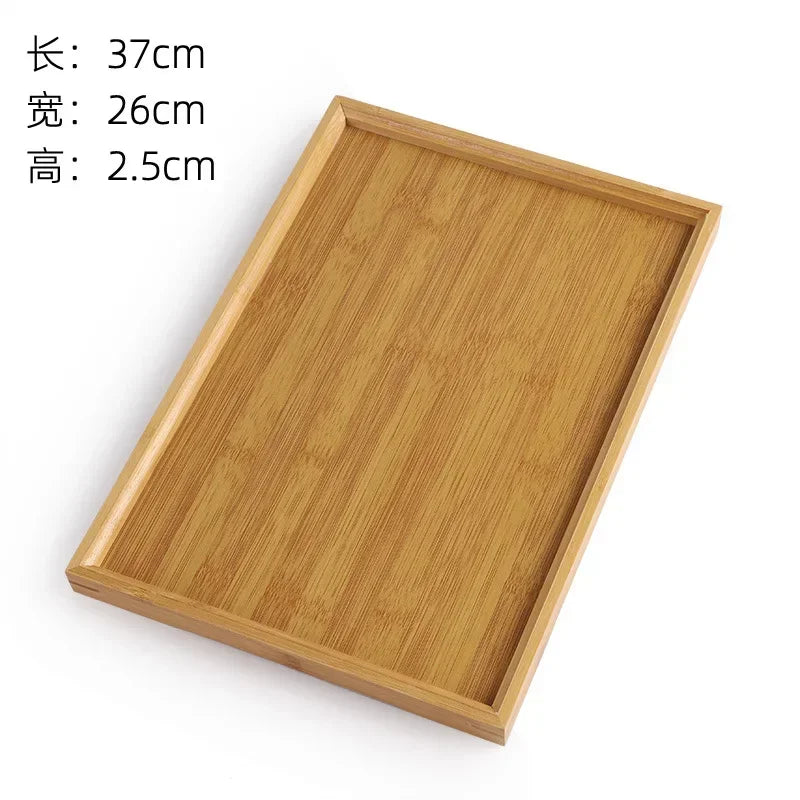 Wooden Bamboo Tray - Rectangular Serving Platter for Home & BBQ | Portable Tray for Bread & Pastries | Eco-Friendly Dining Plate