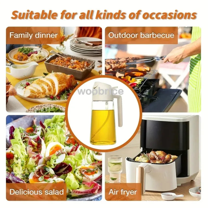 2in1 Oils Sprayer Olive Oil Spray Plastic Bottle Vinegar Dispenser Kitchen Oil Diffuser Accessories Camping Baking Pic