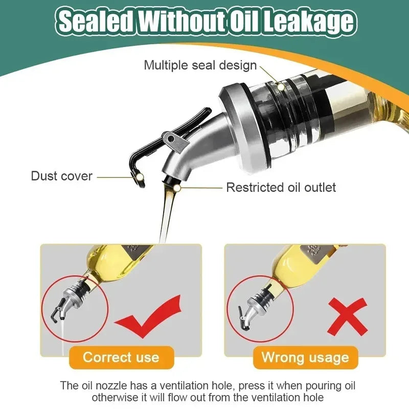 1-4Pcs Oil Bottle Stopper Cap Dispenser Sprayer Lock Wine Pourer Sauce Nozzle Liquor Leak-Proof Plug Bottle Stopper Kitchen Tool