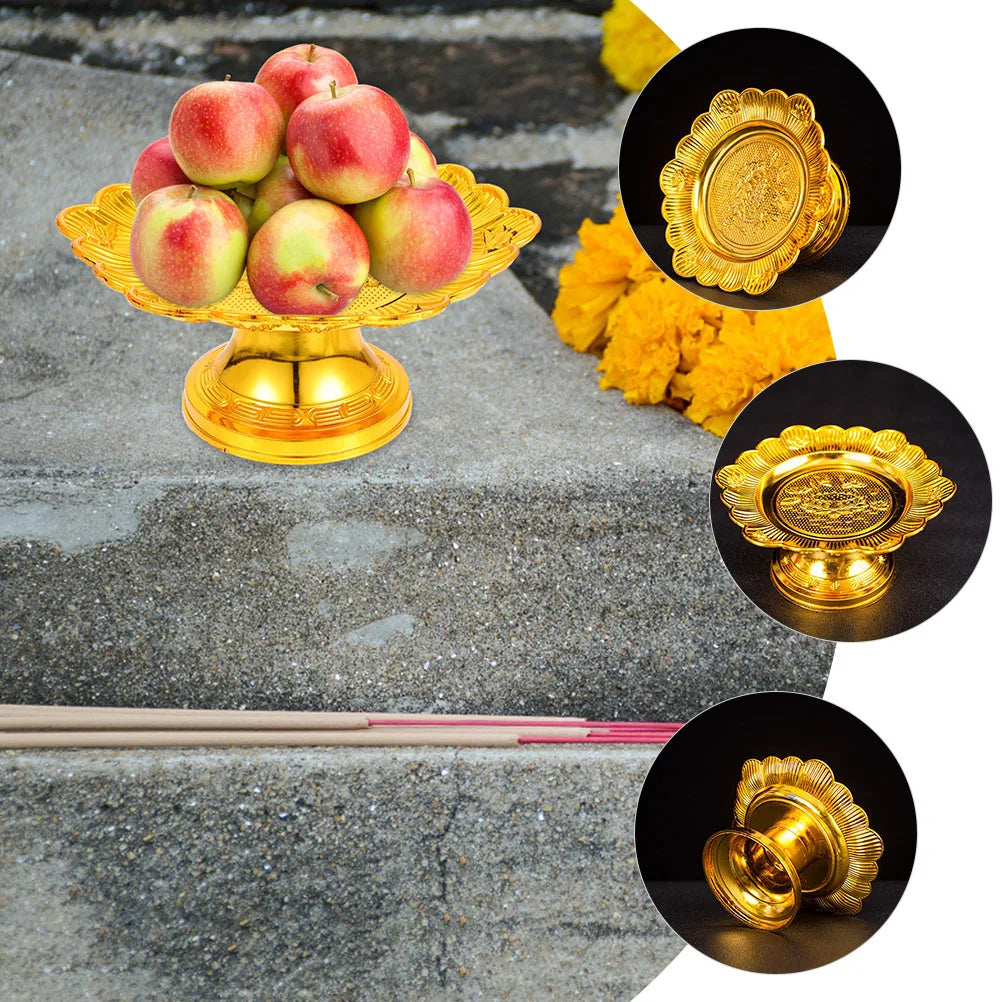 Offering Plate Worship Tray Temple Fruit Holder Exquisite Pattern Snack Dessert Serving Tray Offering Plate