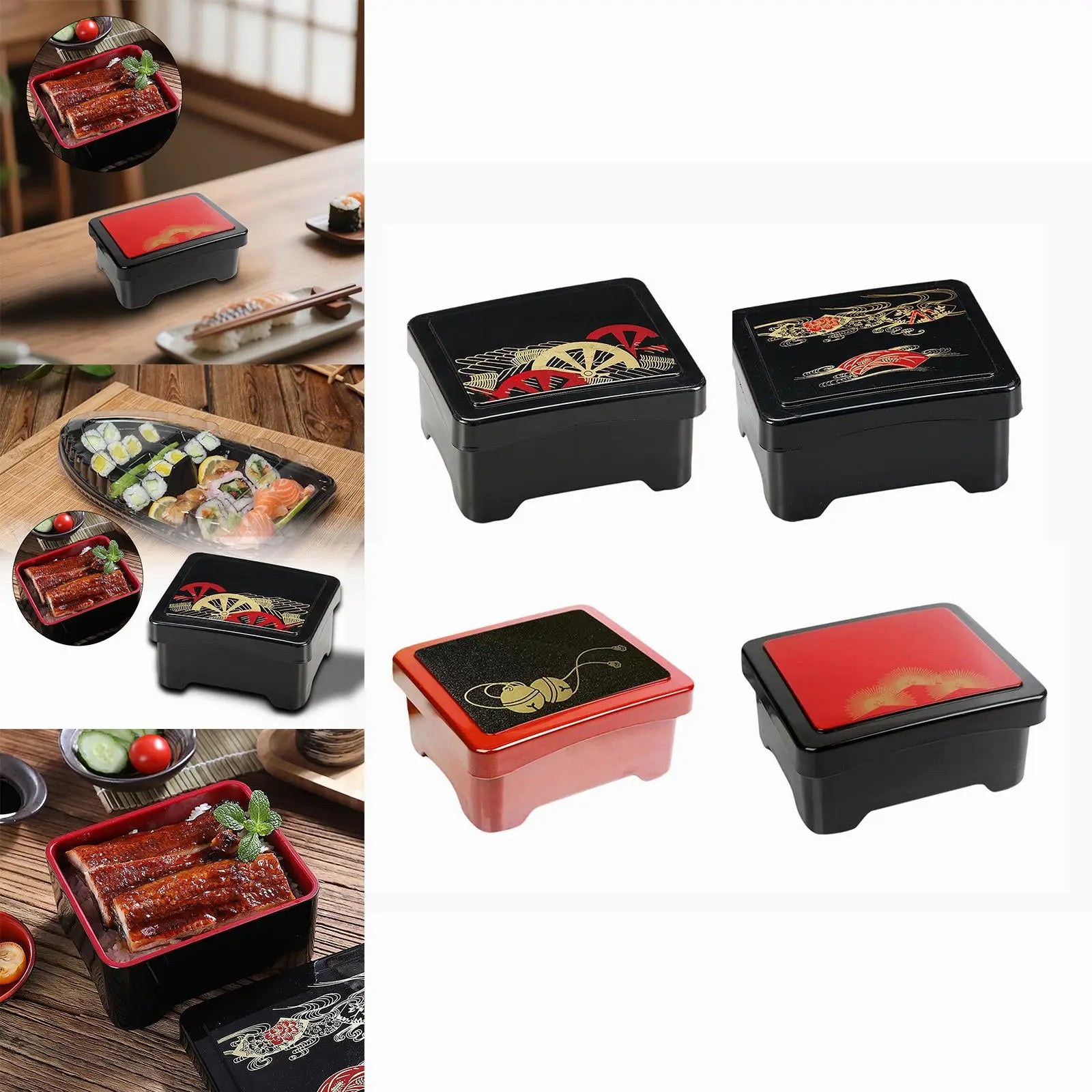 Unadon Box Airtight Lid Reusable Sushi Container Food Container Japanese Lunch Box for Dinner Sushi Dried Fruit Dessert Travel