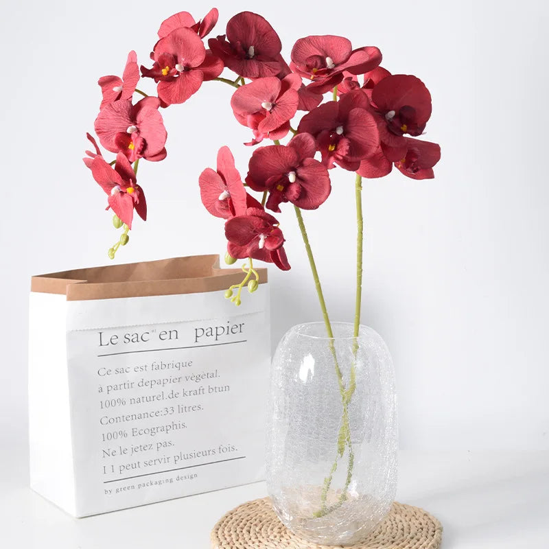 2pc 36cm Phalaenopsis Silk Cloth Artificial Flower Glue Feel 9 Orchid Flower Arrangement Bonsai Material Home Desktop Decoration