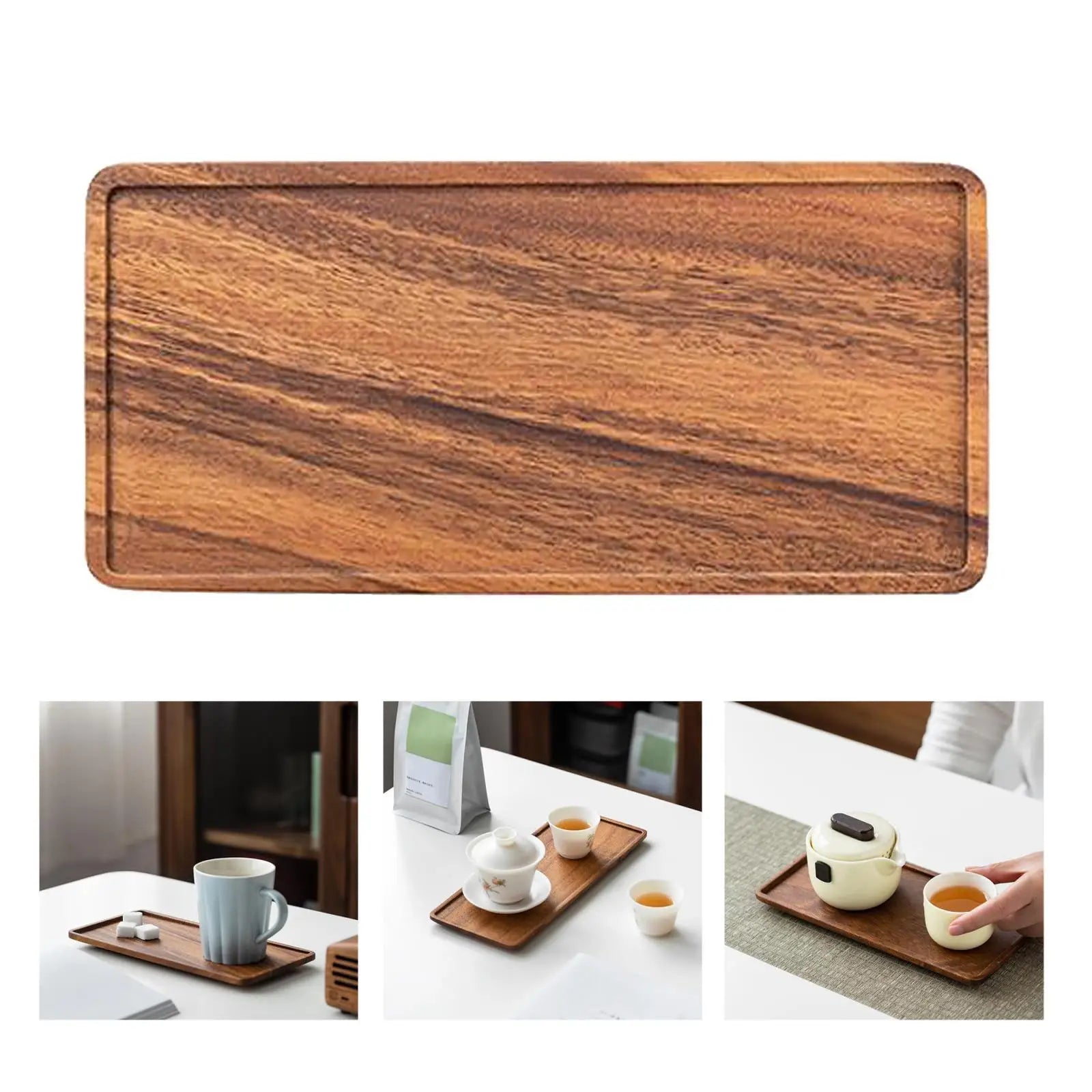 Walnut Rustic Large Serving Tray Rectangle Breakfast Drink Coffee Tea Party