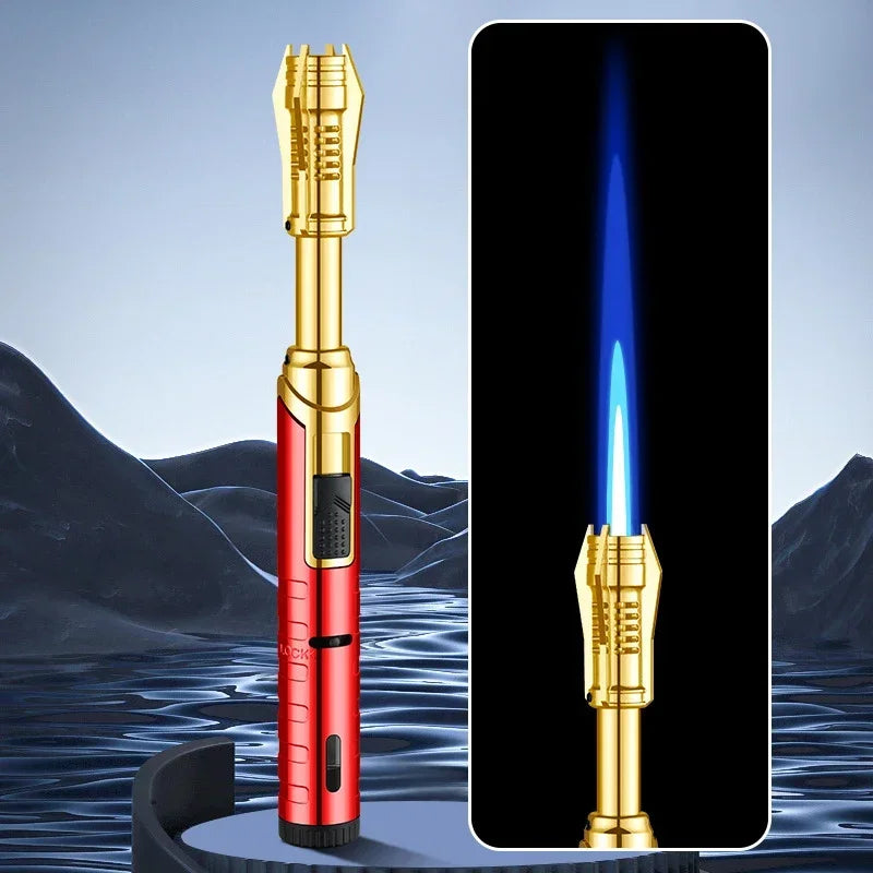 2024 New Unusual  Butane Gas Lighter 360° Use Metal Outdoor Windproof Turbine Torch Jet Lighter Gun BBQ Welding Cigar Tool