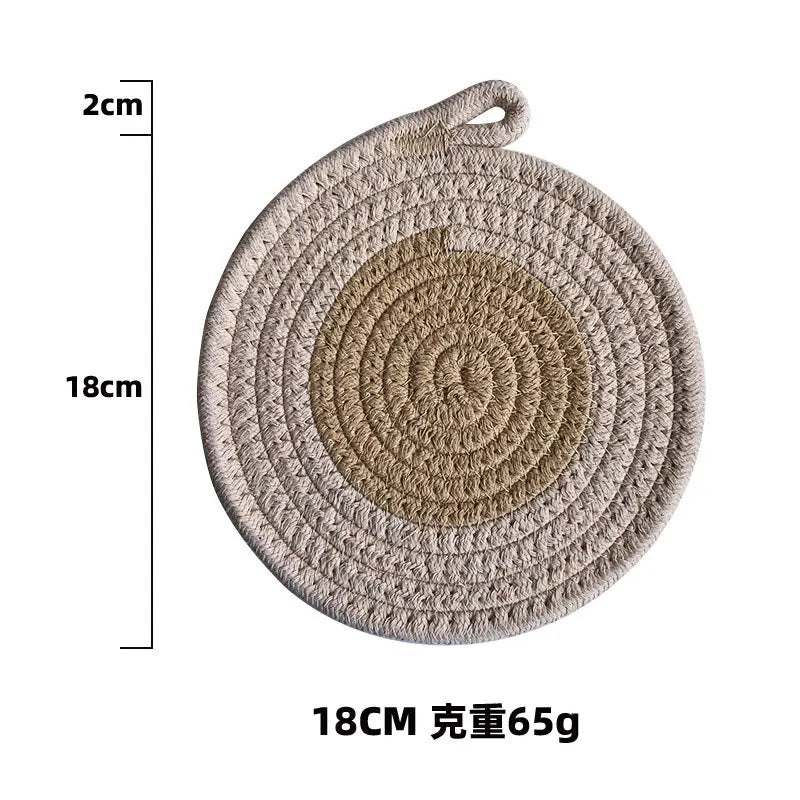 Colored Placemat Pastoral Style Thickened Insulation Cotton Linen Woven Table Mat Heat Resistant Anti Scalding Sand Pot Cup Mat