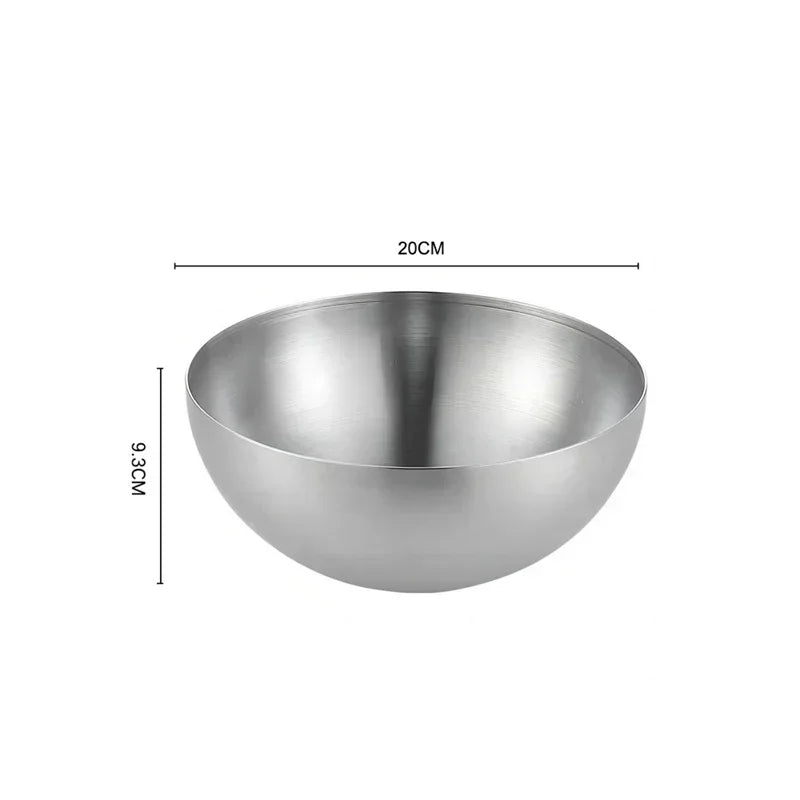 Thick Stainless Steel Fruit Salad Bowls 15cm/20cm/25cm Soup Rice Noodle Ramen Bowl Mixing Bowls Food Container Kitchen Tableware