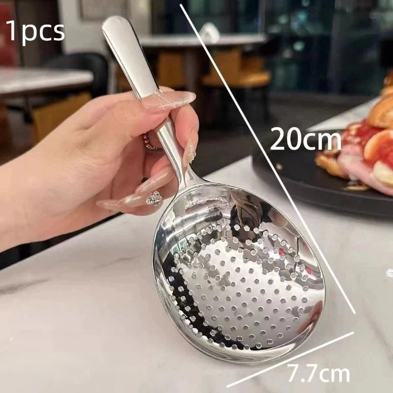 or 2 Pcs Heat Insulated Stainless Steel Ladles; For Serving Soup and Rice; Equipped with Drain Hole; Must-Have Kitchen Utensils