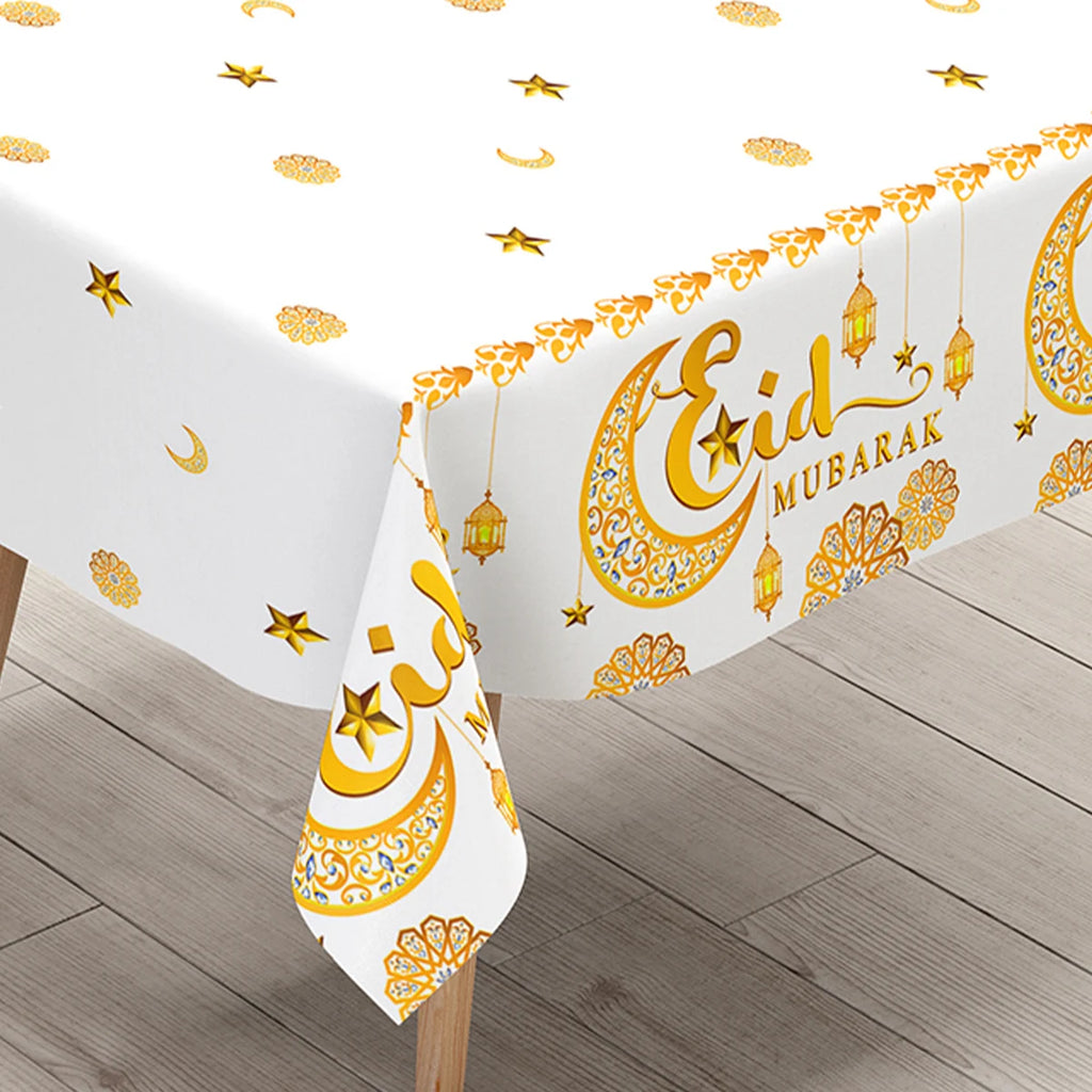 Eid Mubarak Tablecloths Ramadan Decoration for Home 2025 Islamic Muslim Party Decor Ramadan Tableware Supplies Eid Al Adha Gift