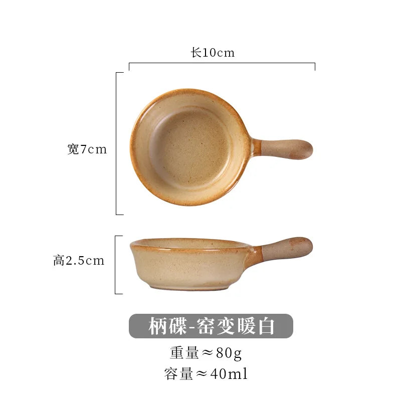 Anti-scald Ceramics Handle Sauce Dish Cute Tableware Soy Vinegar Seasoning Spice Dispenser Cooking Source Container Kitchenware