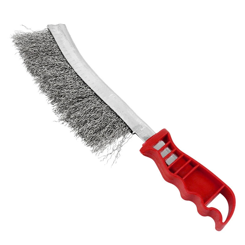 Wooden handle wire brush copper plated wire knife brush rust removal metal wire brush copper wire brush surface cleaning brush