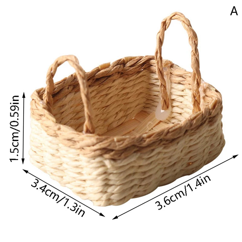 1Pcs Mini 1/12 Cute Dollhouse Rattan Frame Hand-woven Vegetable Food Storage Basket Dolls Miniature Decoration