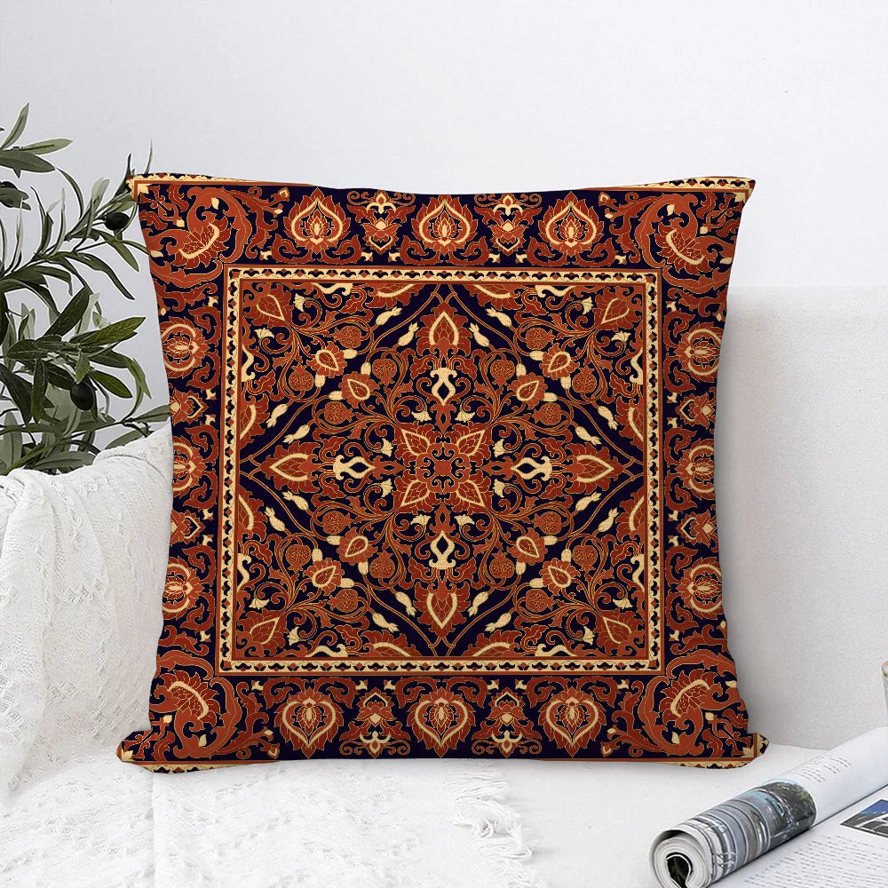 Persian Carpet Pattern Pillow Case Sofa Decorative Home Double-sided Printing Short Plush Cushion Cover Throw Pillow Cover Gifts