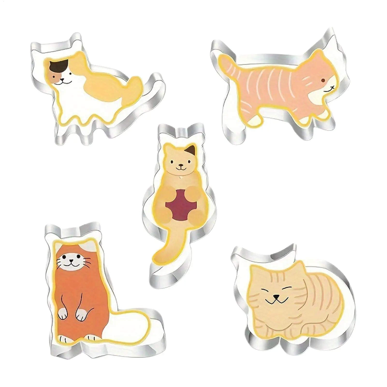 Dessert Baking Cutter Cat-Themed Cute Baking Cutters 5 Pieces Reusable Moulds Stainless Steel Kitchen Tool For Fondant Cheese