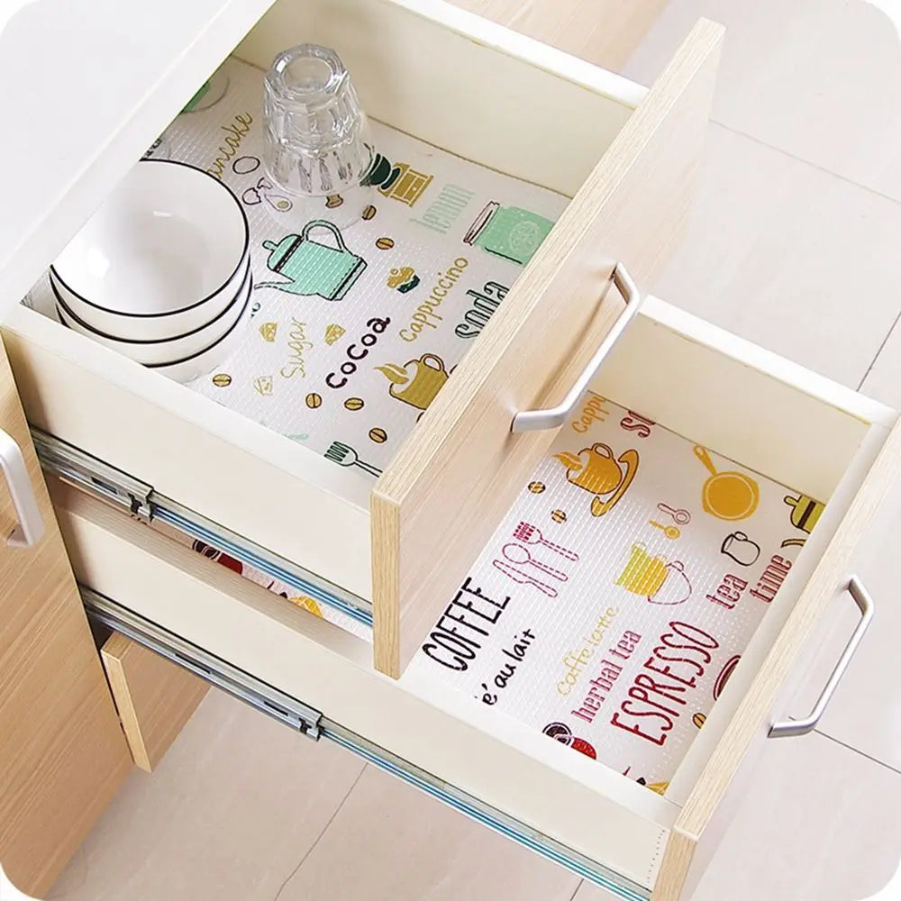 Waterproof 1 Roll Closet Kitchen Accessories Shelf Liners Cabinet Drawer Pad Paper Cabinet Mat Cupboard Placemat Table Mat
