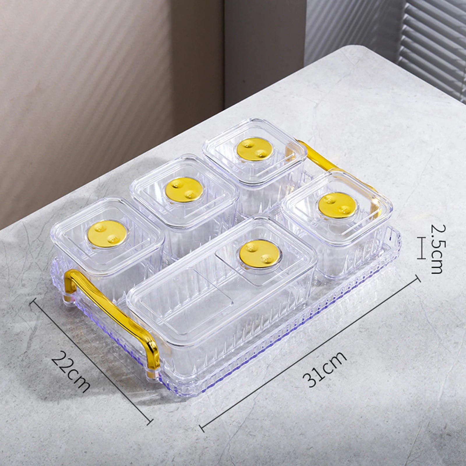 Platsic Caddy Serving Platter Condiment Tray Storage Container Dried Fruit Tray Fruit Snacks Serving Platter for Wedding Kitchen