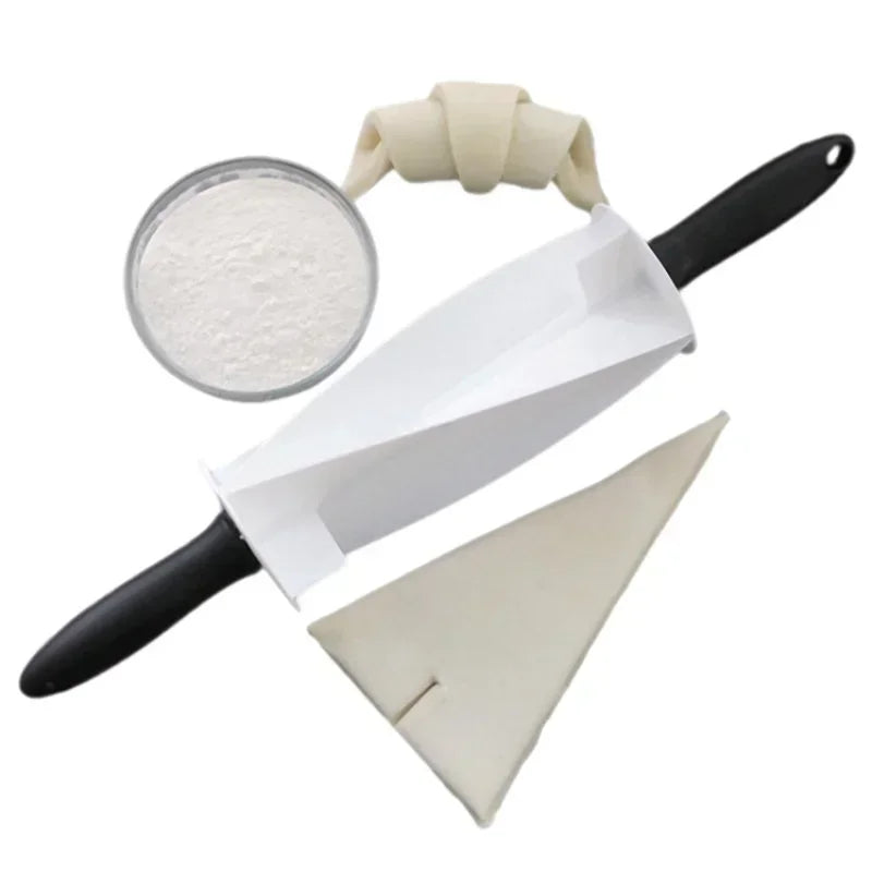 1pc Croissant Dough Cutter Plastic Quick Easy Rolling Mold with Handle Puff Pastry Roller Kitchen Mold Baking Tool