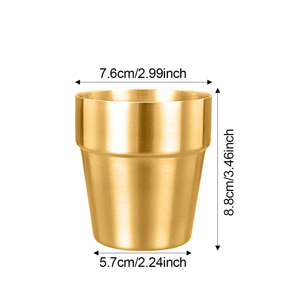 Golden Beer Mug Metal Tumbler 304 Stainless Steel Water Glasses Camping Reusable Mugs BBQ Home Office Party Coffee