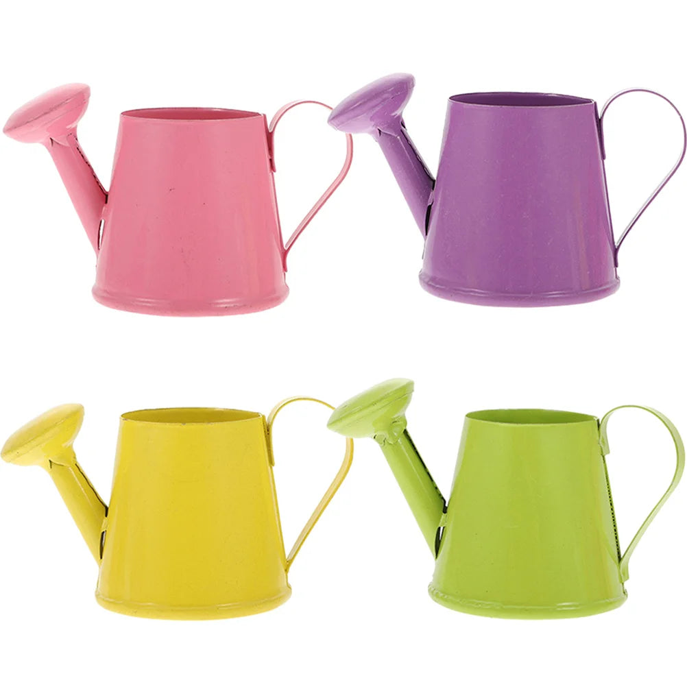4Pcs Mini Watering Can Kids Portable Metal Small Plant Flower Garden Watering Mini Kettle for Plants Small Water Pot Plant