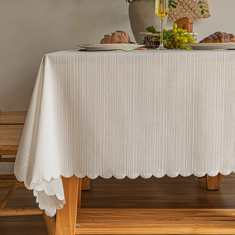 1pc﻿ Tablecloths Fabric Tassel Tablecloth Dust-Proof Table Cover for Kitchen Dinning Tabletop Home Decoration Everyday Use ﻿ ﻿